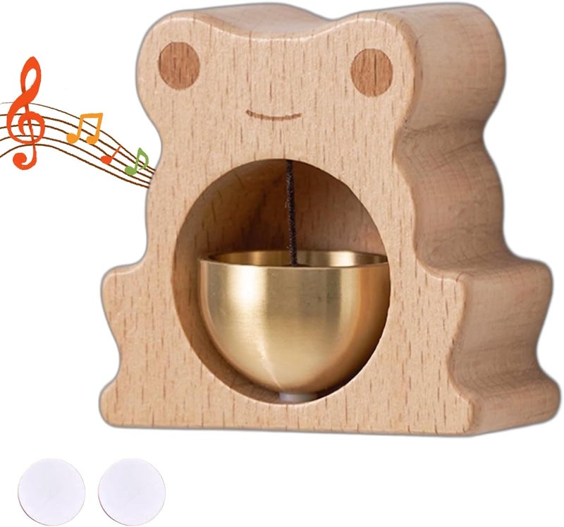 BovcTrraann Magnetic Shopkeepers Bell - Handcrafted Wooden Door Chime for Home, Garden, Porch, or Backyard, Rustic Housewarming Gift for Room or Outdoor Decor (Frog-Shaped) - Image 1